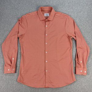 MIzzen + Main Shirt Mens XL Trim Fit Long Sleeve Button Up Red-Orange USA Made